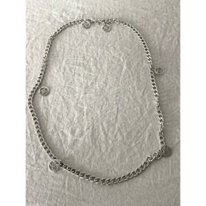 Juicy Couture Chain Belt OS Silver Y2K Logo Charm Curb Link Adjustable 47 Inch